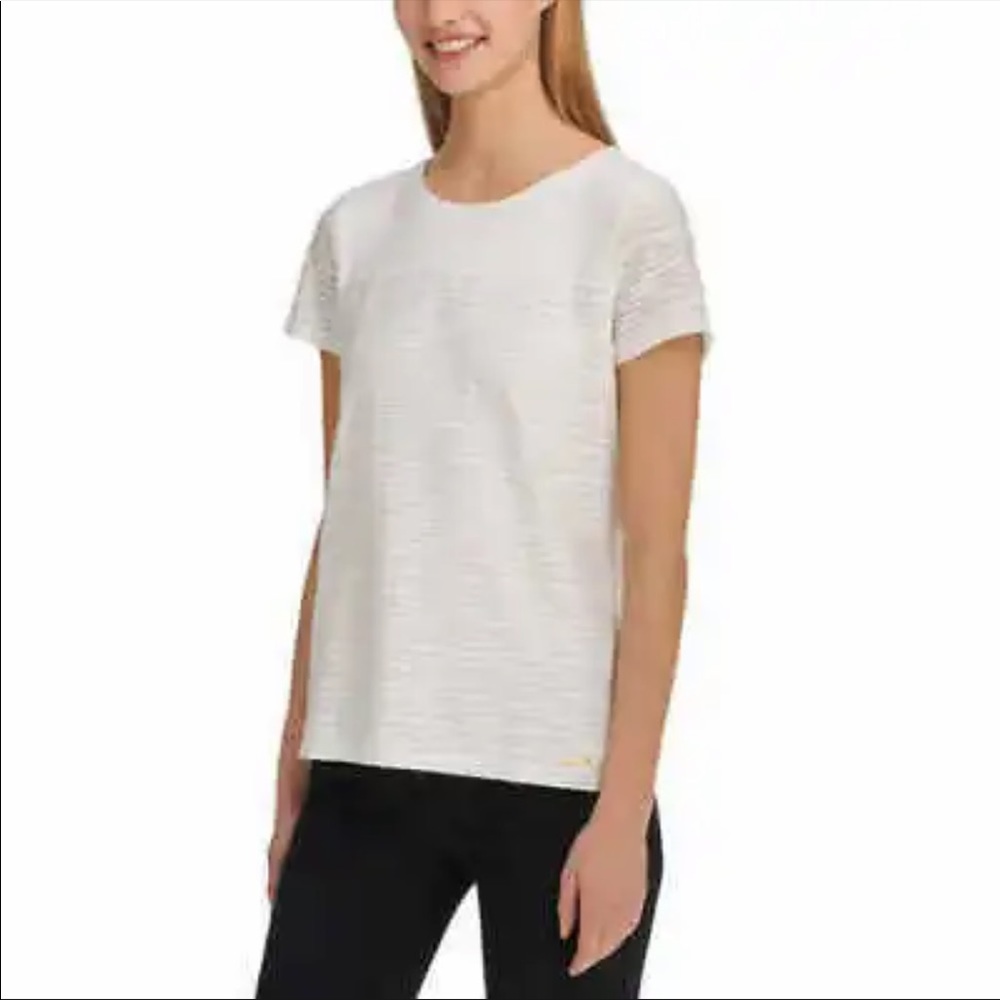 Calvin Klein Womens Textured Tee Soft White